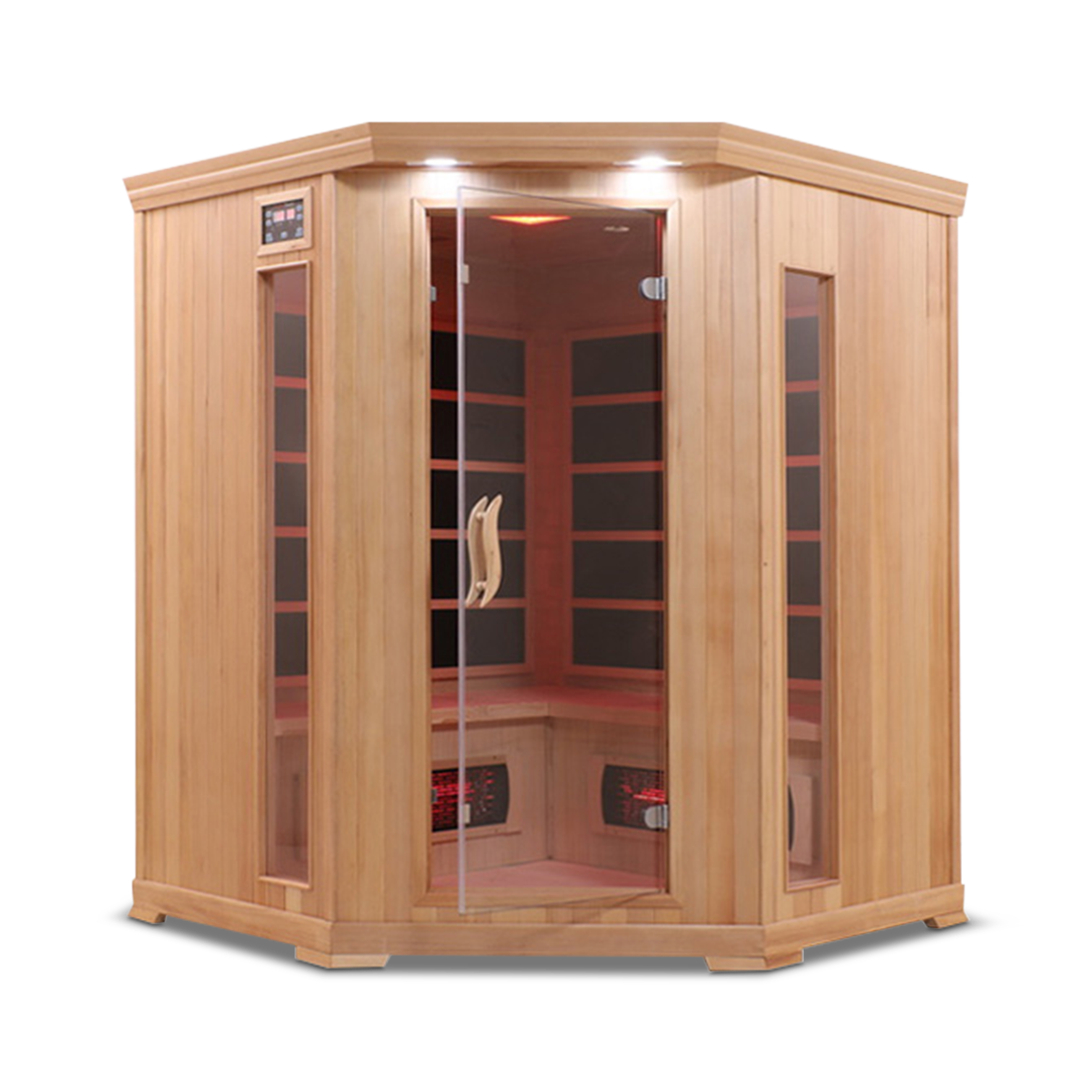 4 Person Full Spectrum Corner Infrared Sauna — Hemlock