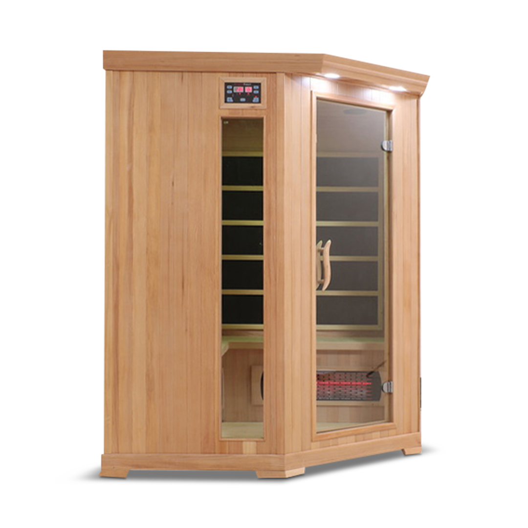 4 Person Full Spectrum Corner Infrared Sauna — Hemlock