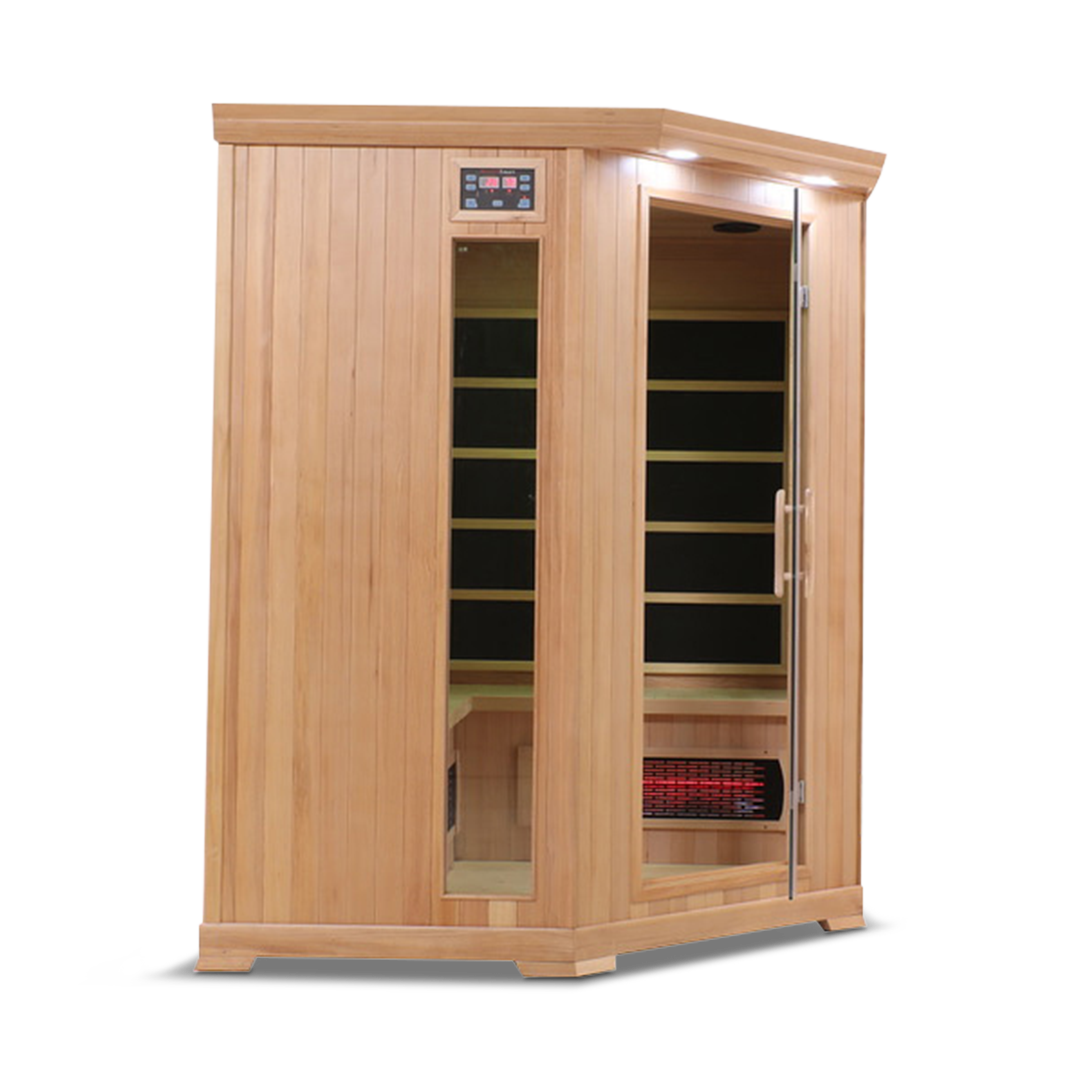 4 Person Full Spectrum Corner Infrared Sauna — Hemlock