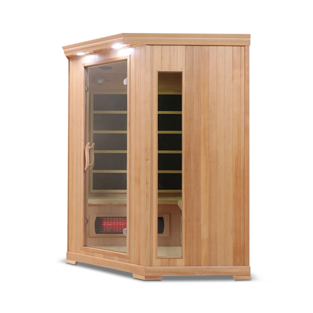 4 Person Full Spectrum Corner Infrared Sauna — Hemlock